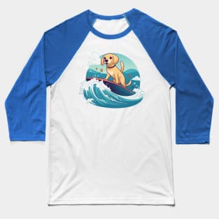 Surfing Pooch Baseball T-Shirt